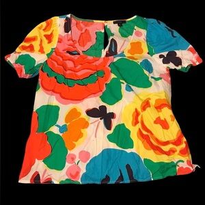 100% Cotton Multicolor Floral Women's Top
